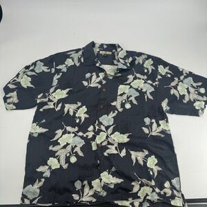 Tommy Bahama Mens XL Silk Floral Button Up Shirt Camp Collar Short Sleeve‎